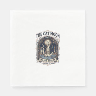 Serviette En Papier La carte de tarot de chat de lune majeure arcane v