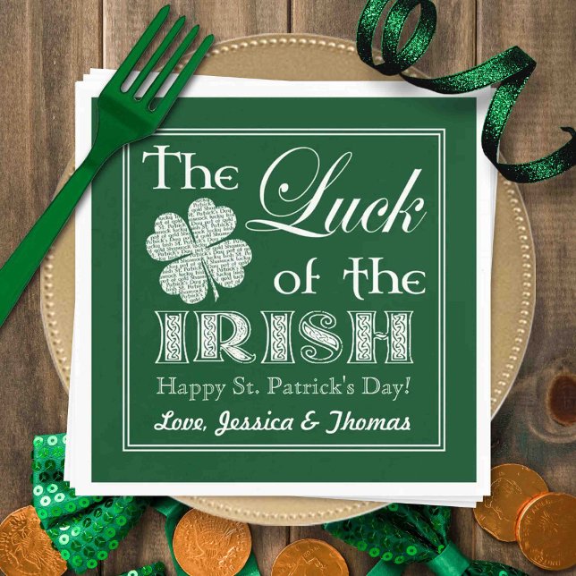Serviette En Papier La chance de la Saint Patrick irlandaise (Créateur téléchargé)