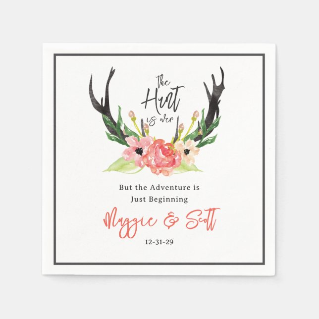 Serviette En Papier La chasse est au-dessus de Boho rustique Antler Fl (Devant)
