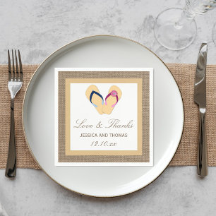 Serviette En Papier La collection de Mariages Flip Flop Sand Beach Bur