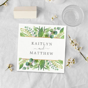 Serviette En Papier La Collection Mariage Verdure & Or