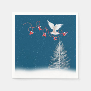 Serviette En Papier La colombe blanche avec l'ornement de Noël de la p