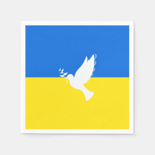 Serviette En Papier La colombe de la paix - Drapeau de l'Ukraine - Lib