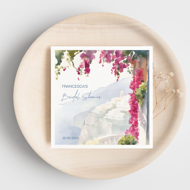 Serviette En Papier La côte amalfitaine Méditerranéenne (Amalfi coast Mediterranean Italian bridal shower template Napkins personalized tableware)