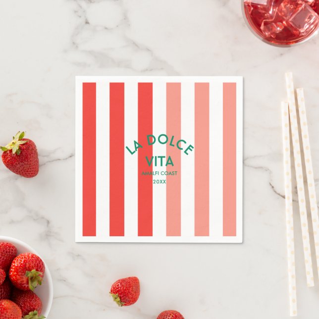 Serviette En Papier La Dolce Vita Côte Amalfi Cabana Stripe (En situation)