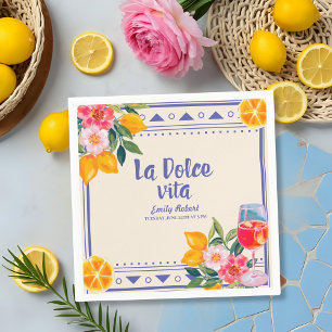 Serviette En Papier La Dolce Vita Fête de Mariage Florale aux Citrons 