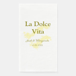 Serviette En Papier La Dolce Vita jaune couple marié Nom date paillett
