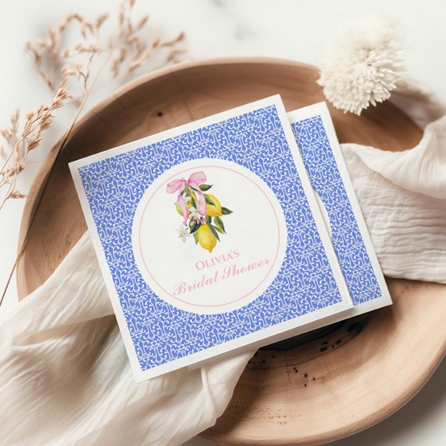 Serviette En Papier La Dolce Vita Rose Ruban Rose Mariage (Créateur téléchargé)