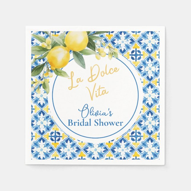 Serviette En Papier La Dolce Vita Shower de Mariée au Citron (Devant)