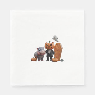 Serviette En Papier La fête de l’Halloween de Moo Deng, des Citrouille