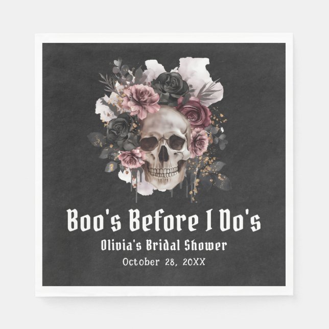 Serviette En Papier La Fête des mariées d'Halloween Skull Boo's Before (Devant)