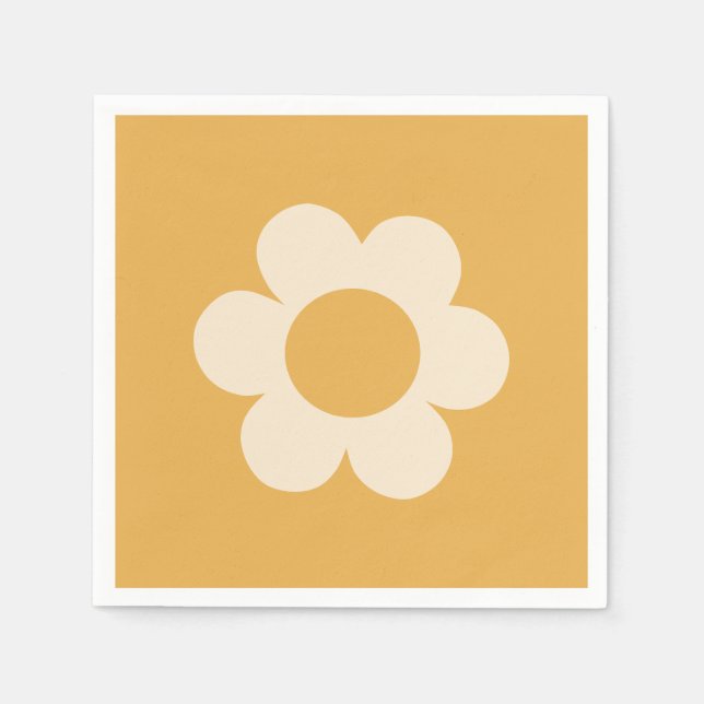 Serviette En Papier La Fleur 07 Fleur Jaune Retro Florale (Devant)