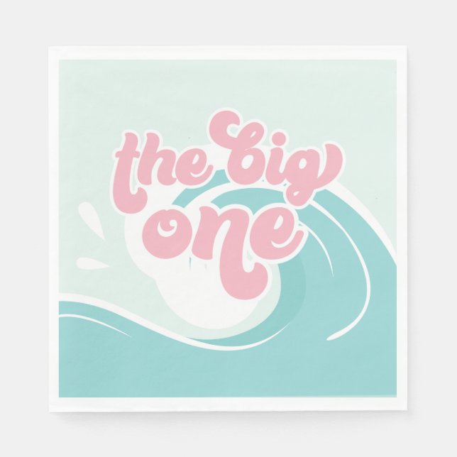Serviette En Papier La Grande Vague Pink Beach Anniversaire (Devant)