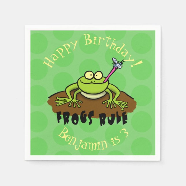 Serviette En Papier La grenouille règle drôle dessin de grenouille ver (Devant)