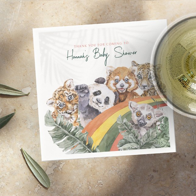 Serviette En Papier La jungle tropicale Baby Animaux | BABY SHOWER (Créateur téléchargé)
