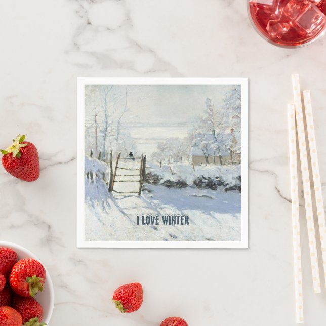 Serviette En Papier La Magpie de Claude Monet (En situation)