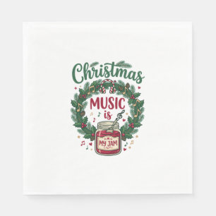 Serviette En Papier La musique de Noël est un casque de jarre de pin d