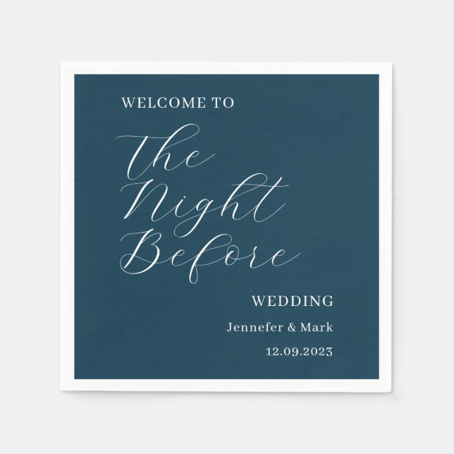 Serviette En Papier La Nuit Avant La Répétition Mariage Bienvenue (Devant)