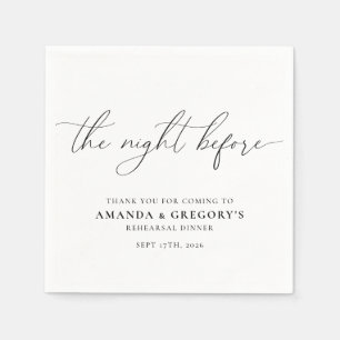 Serviette En Papier La Nuit Avant Le Dîner De La Répétition Mariage