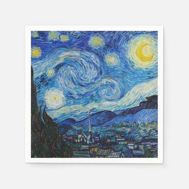 Serviette En Papier La Nuit étoilée - Vincent Van Gogh (Devant)