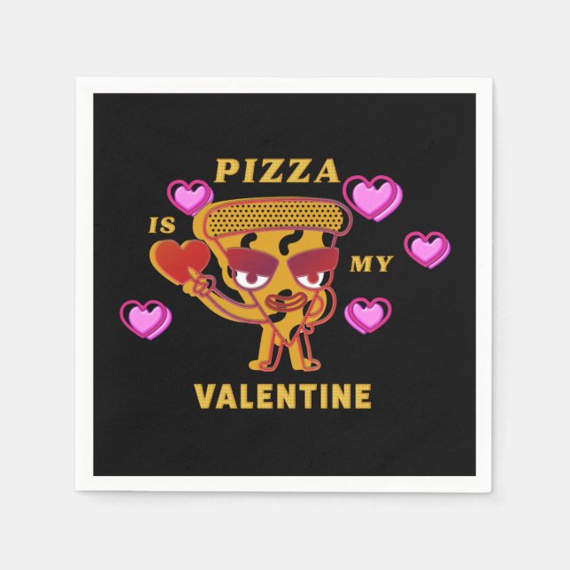 Serviette En Papier La pizza est ma Saint Valentin (Devant)
