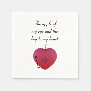 Serviette En Papier La pomme de mon oeil et la clé de mon coeur