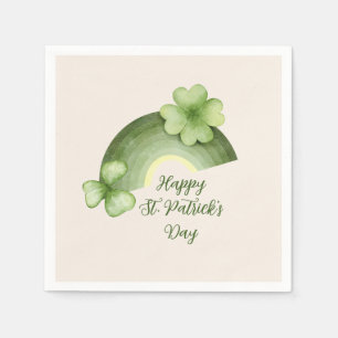 Serviette En Papier La Saint-Patrick – Trèfle de aquarelle Arc-en-ciel
