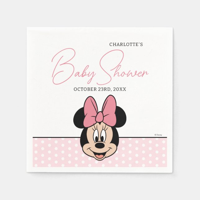 Serviette En Papier La souris Minnie de Disney | Baby shower Poka Dot (Devant)