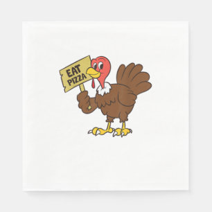 Serviette En Papier La Turquie Mange Pizza Drôle Thanksgiving