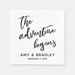 Serviette En Papier La typographie manuscrite de l'aventure commence