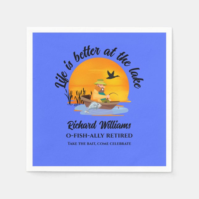 Serviette En Papier La vie à la retraite est meilleure au lac de pêche (Devant)