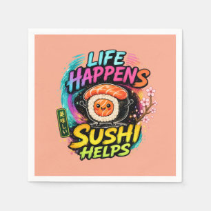 Serviette En Papier La vie arrive Sushi aide