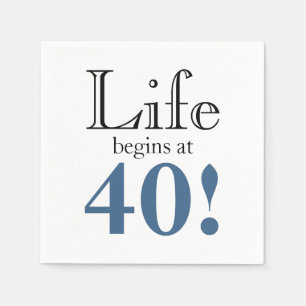 Serviette En Papier La vie commence à 40 ardoise bleu et noir cool rét