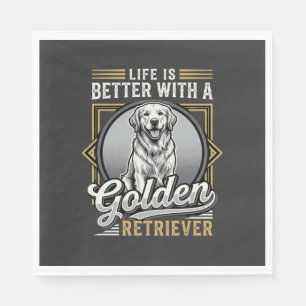 Serviette En Papier La vie de Golden Retriever est meilleure Chien