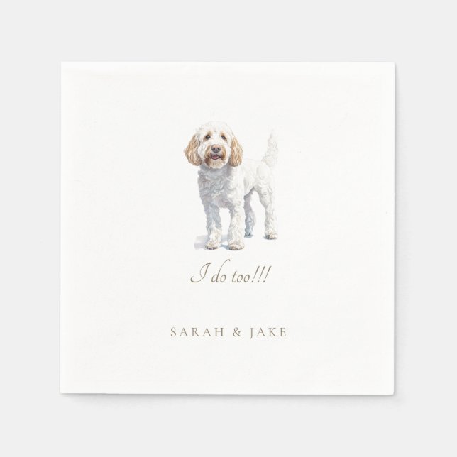 Serviette En Papier Labradoodle Personnalisé Mariage animal de compagn (Devant)