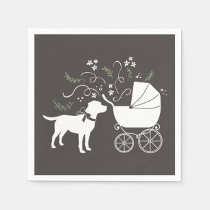 Serviette En Papier Labrador Baby shower de chien Laboratoire gris Neu