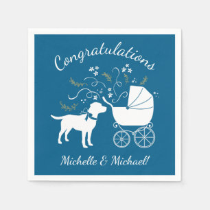 Serviette En Papier Labrador Chien Baby shower Blue Boy Lab