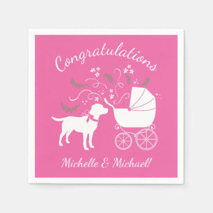 Serviette En Papier Labrador Chien Baby shower Rose Girl Lab