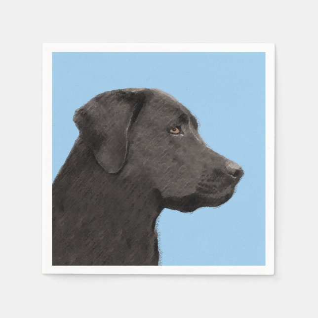 Serviette En Papier Labrador Retriever Black Peinture Original Chien A (Devant)