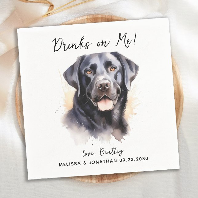Serviette En Papier Labrador Retriever Modern Chien Mariage Cocktail (Créateur téléchargé)