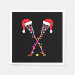 Serviette En Papier Lacrosse Santa Hat Christmas Lights Funny Sport Xm