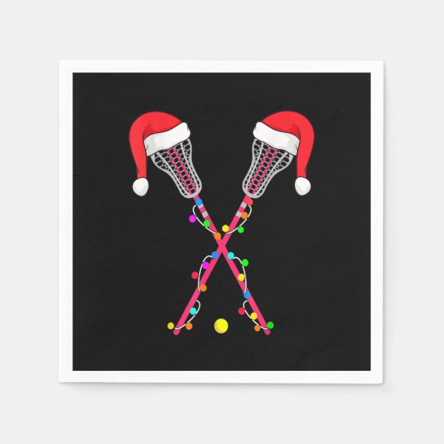 Serviette En Papier Lacrosse Santa Hat Christmas Lights Funny Sport Xm (Devant)