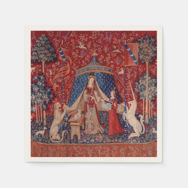 Serviette En Papier Lady and Unicorn Medieval Tapestry Desire (Devant)