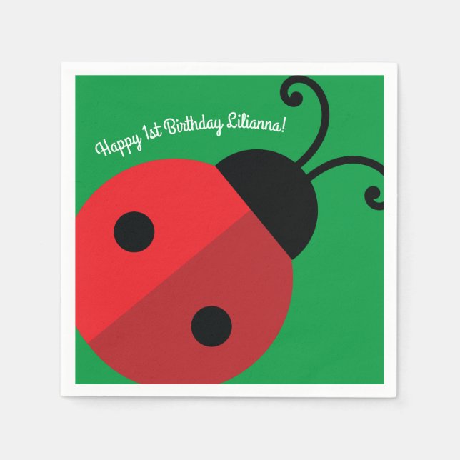 Serviette En Papier Lady Bug Cute Kid's Ladybug Birthday Party (Devant)