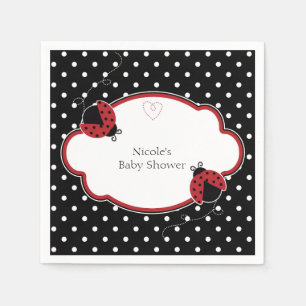 Serviette En Papier Ladybug Black White & Red Polka Dot Party