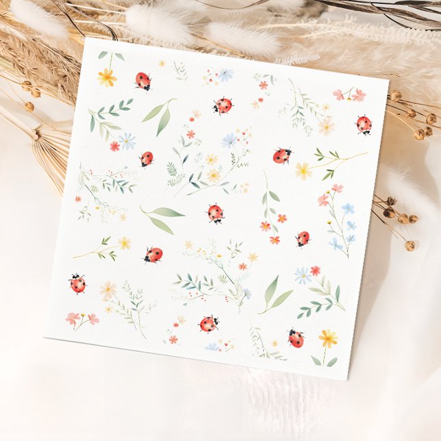 Serviette En Papier Ladybug Summer Garden Baby shower papier Napkin (Créateur téléchargé)