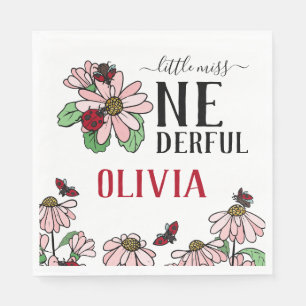 Serviette En Papier Ladybugs Pink Daisies Onederful Birthday Party