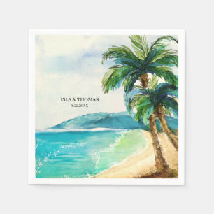 Serviette En Papier Lagon de plage tropical   Palm Tree Paradise Maria