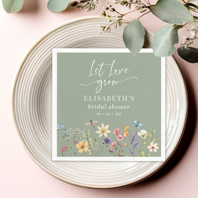 Serviette En Papier Laisser l'amour grandir Fleur sauvage Sage Fête de (Créateur téléchargé)