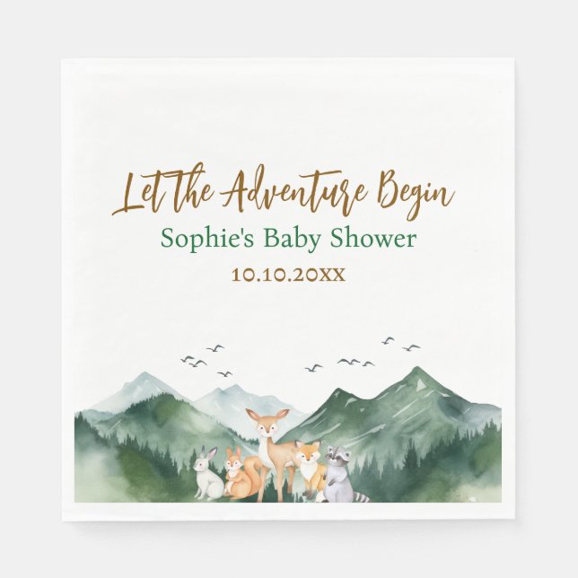 Serviette En Papier Laisser l'aventure commencer le Baby shower des bo (Devant)